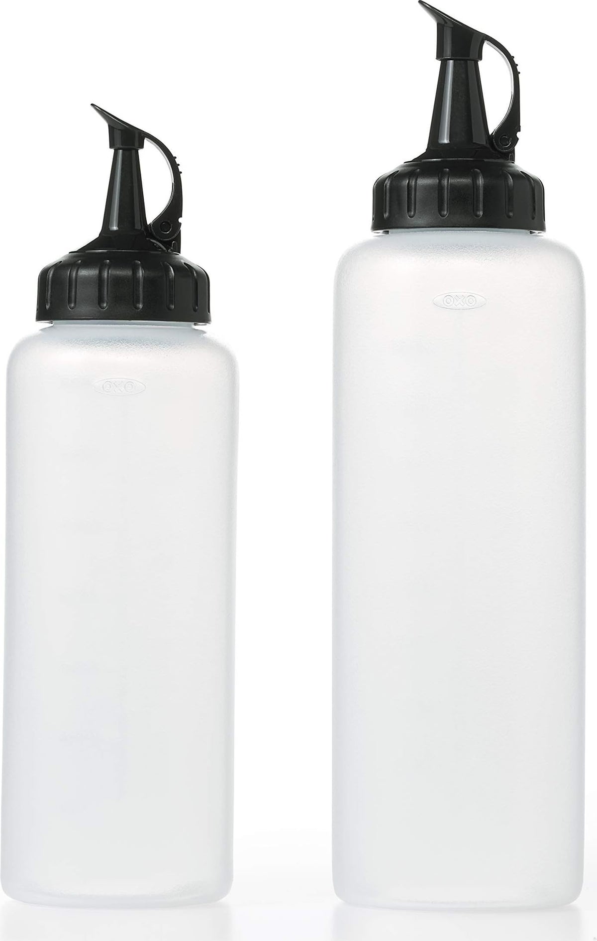 OXO botellas frontales empaques mostrando set y beneficios de control
