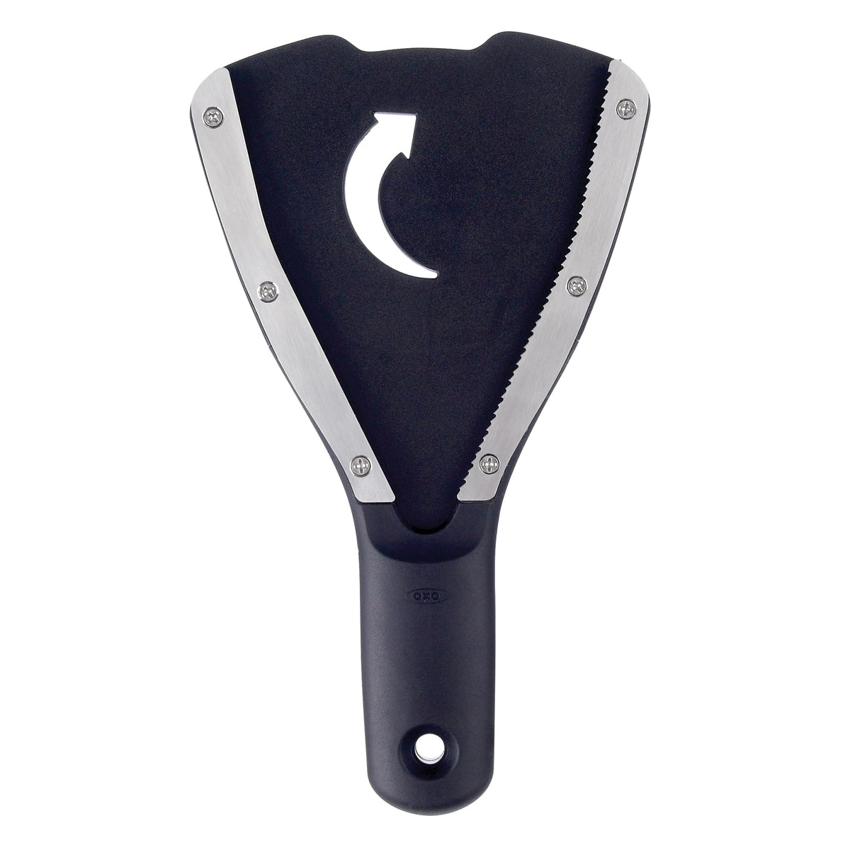 OXO Good Grips abridor frontal mostrando diseño ergonómico y comodidad