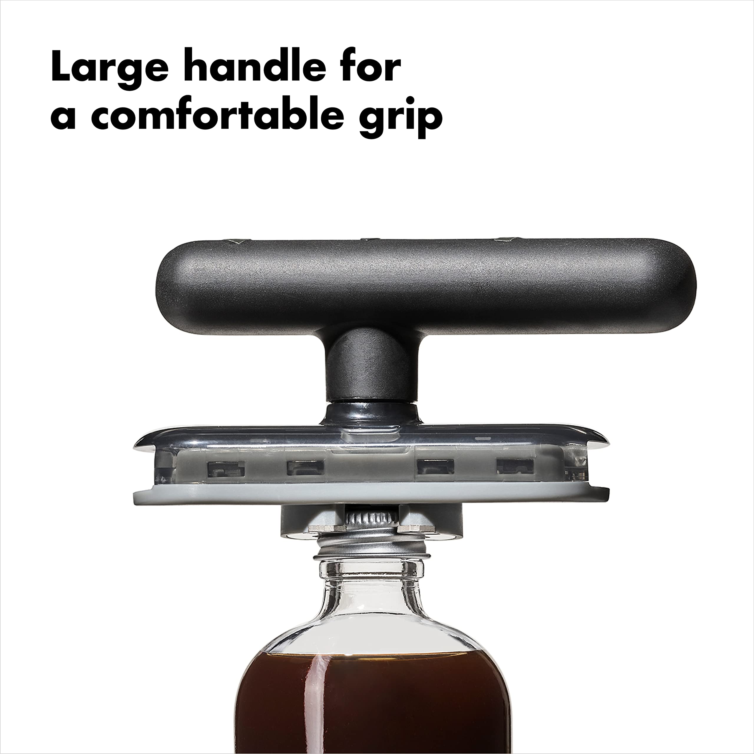 OXO Good Grips comparación de tamaños con frascos, ajustable a tapas