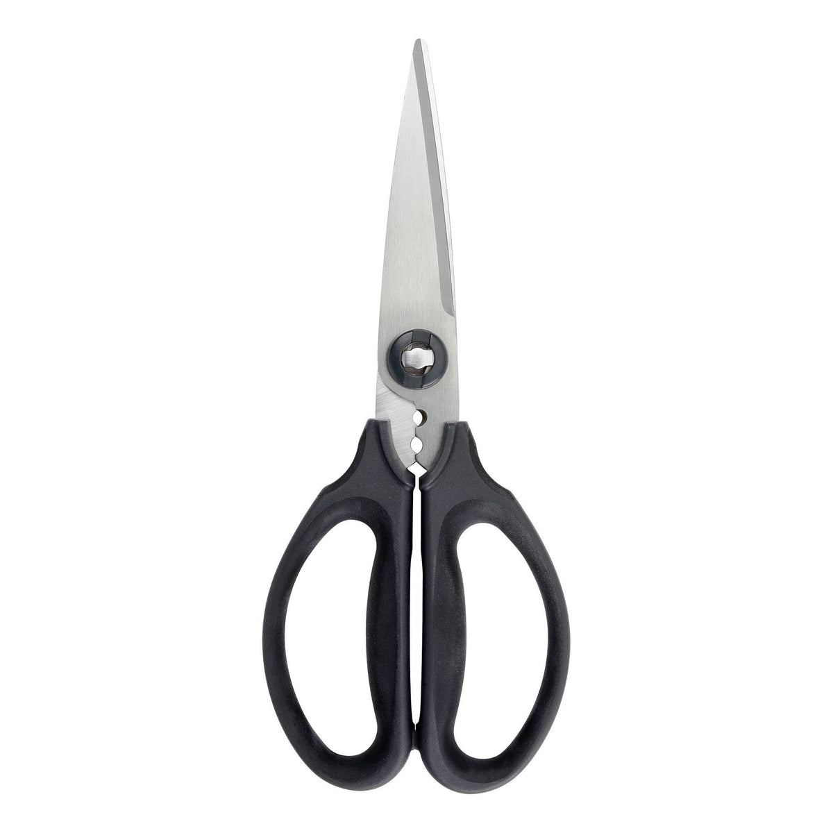 OXO Good Grips shears front view showing ergonomic handles and blades for comfortable cutting