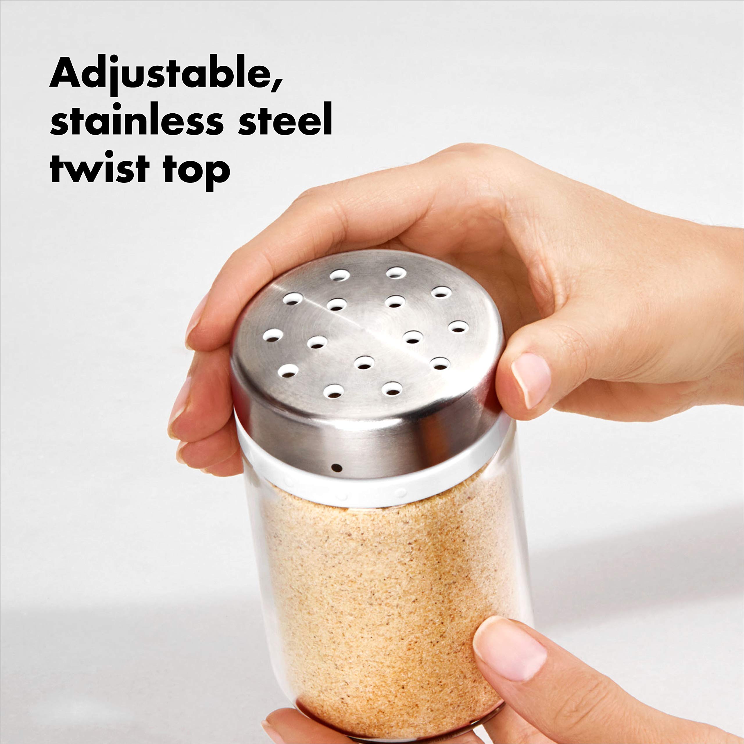 OXO Good Grips detalle de la tapa de acero inoxidable, regulación simple
