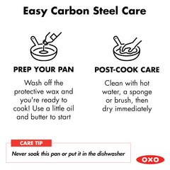 OXO Obsidian primer plano de la superficie precocida mostrando pátina durable