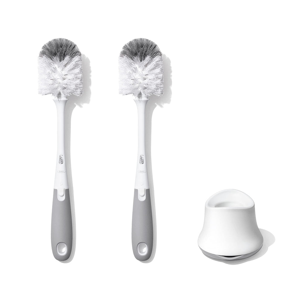 OXO Tot pack frontal de 2 cepillos para biberón, limpieza versátil
