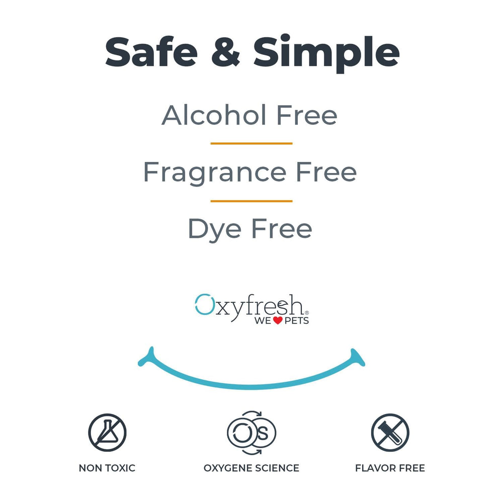 Oxyfresh ambiente de hogar con gato y botella en primer plano