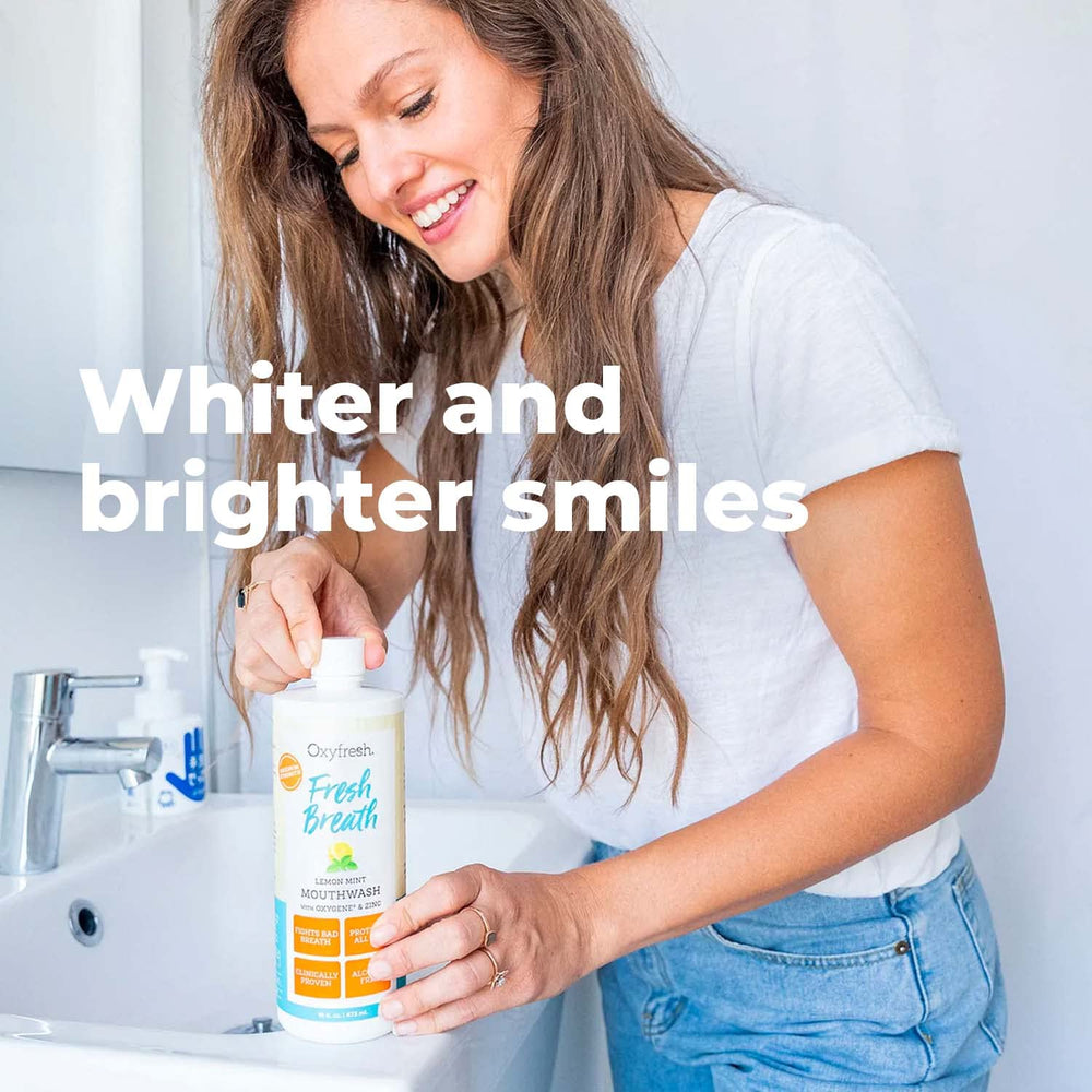 Comparación de tamaño Oxyfresh 473 ml junto a objetos cotidianos