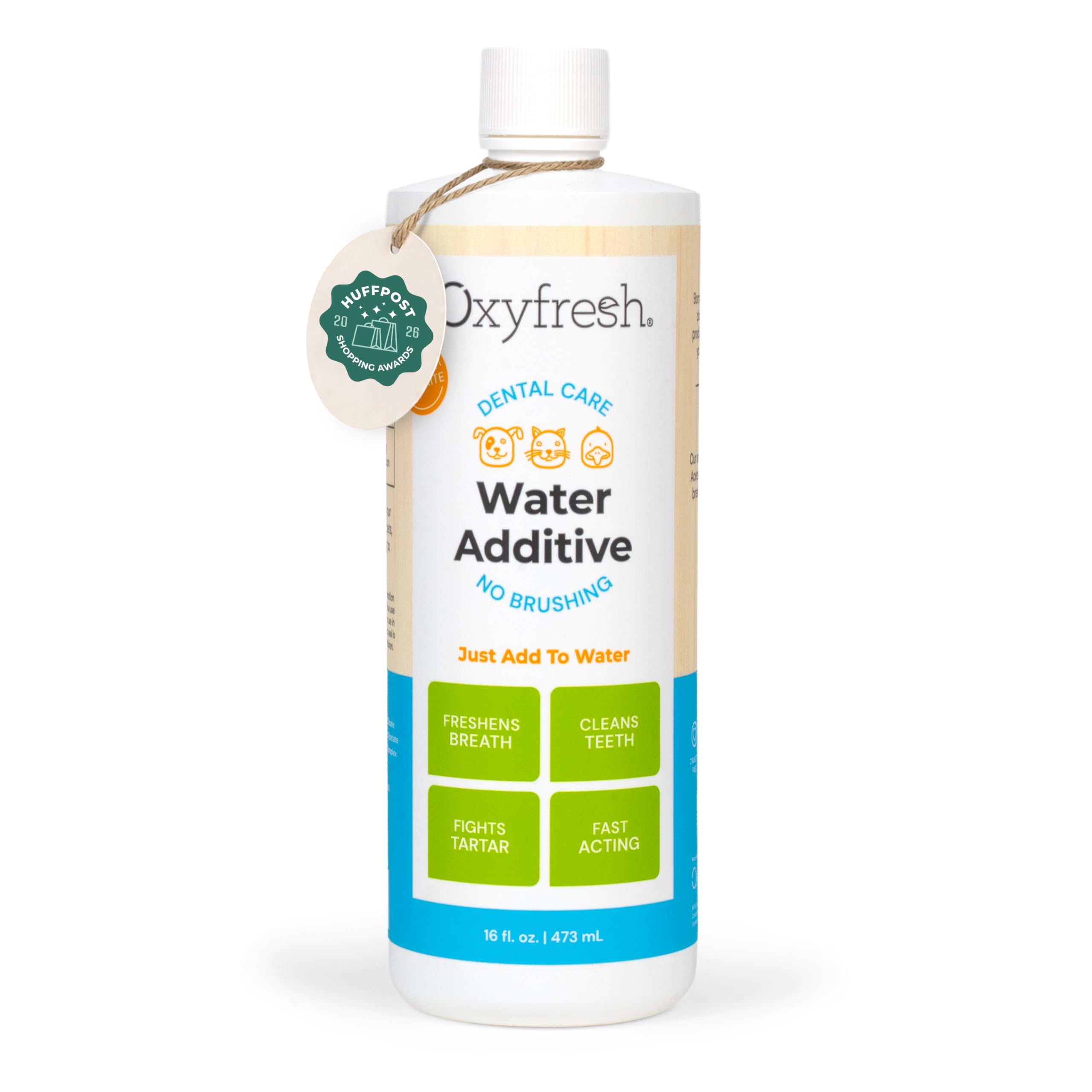 Oxyfresh botella frontal mostrando el aditivo y confianza