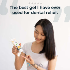 Oxyfresh gel aplicado con dedo para alivio puntual de encías irritadas