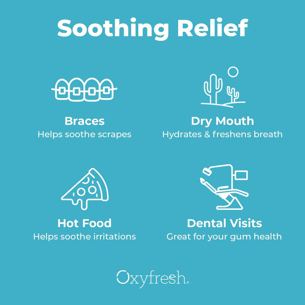 Oxyfresh gel usado tras cita dental para calmar encías y refrescar aliento