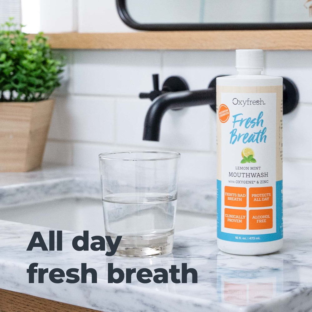 Oxyfresh mostrando xilitol y aceites esenciales de limón y menta