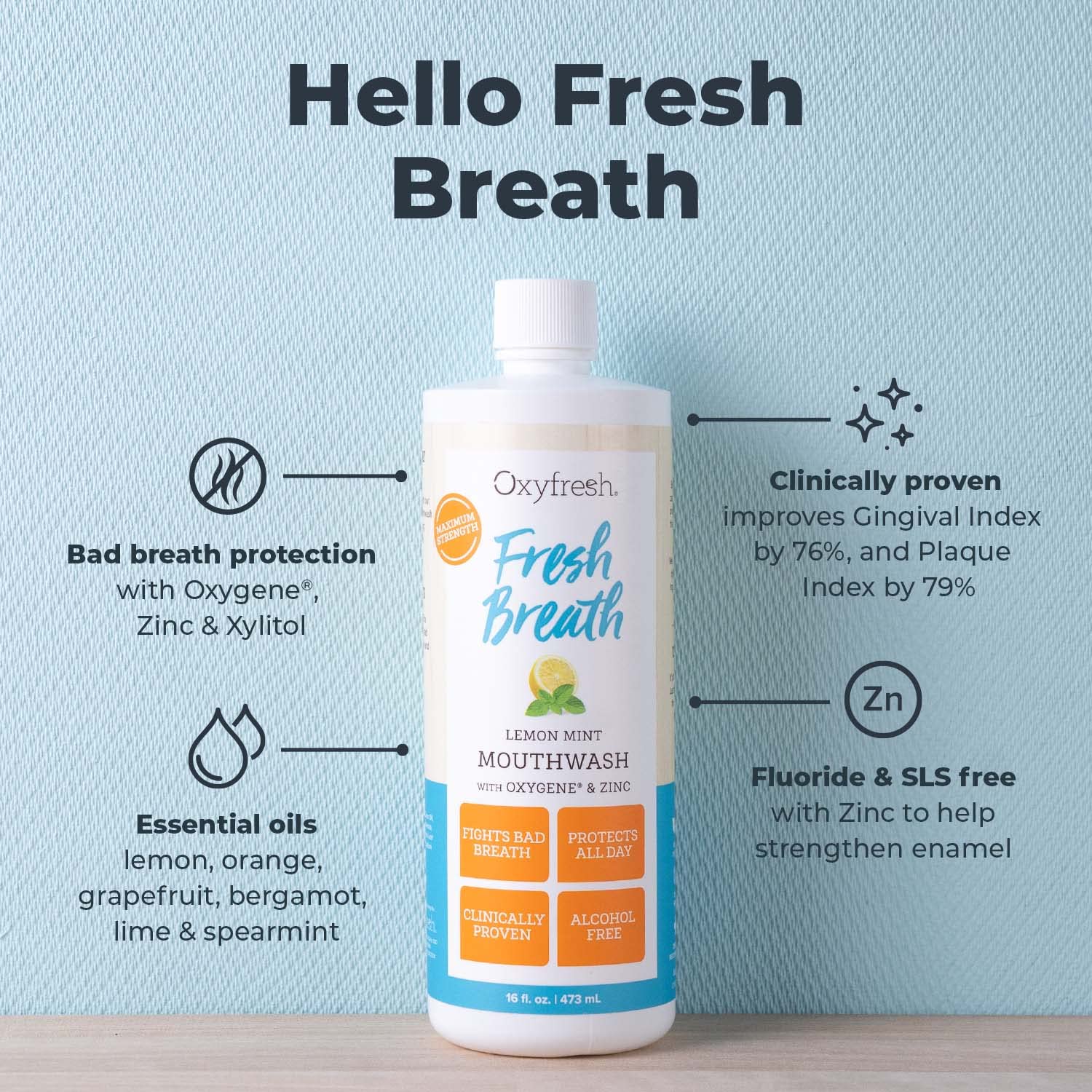 Oxyfresh textura y dispensador en primer plano para uso controlado