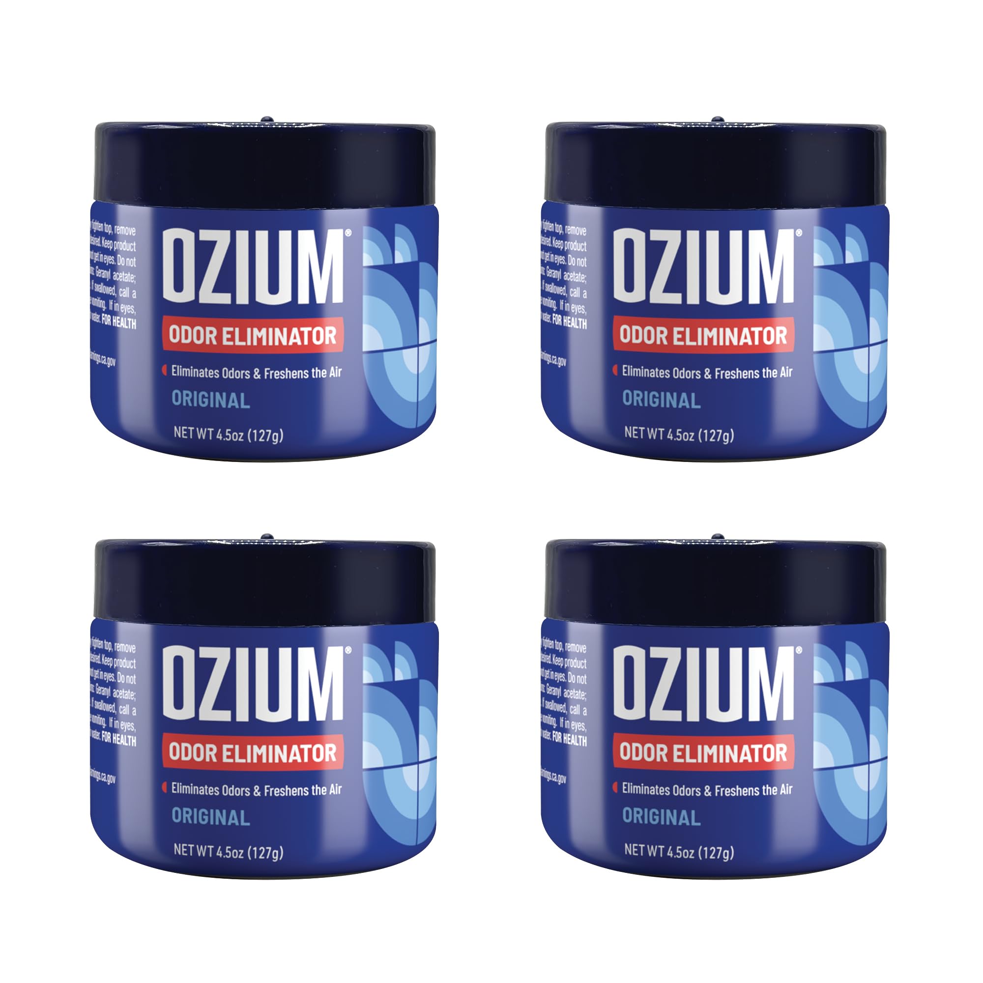 Ozium gel frasco vista frontal mostrando diseño compacto y beneficio frescura