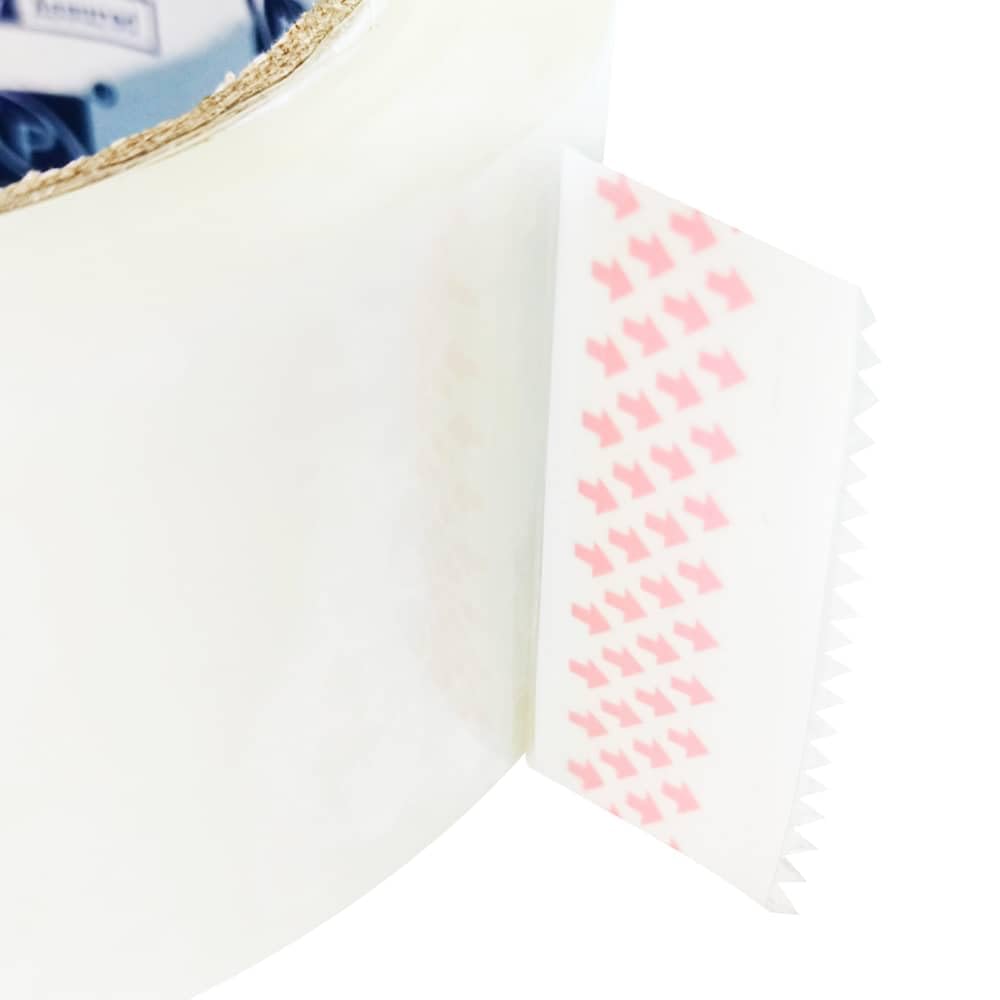 P PERFECTAPE rollo junto a una regla para mostrar ancho y longitud útiles