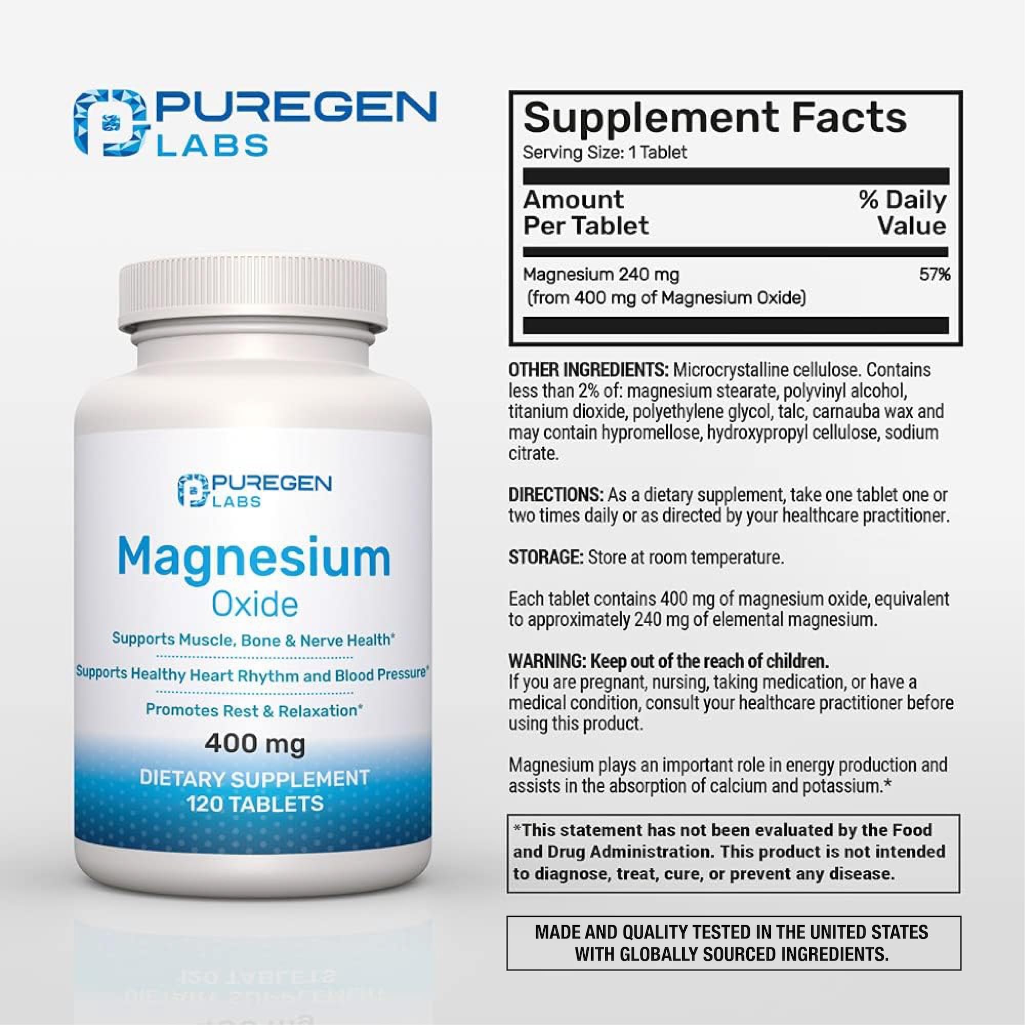 P Puregen Labs primer plano de la cápsula de magnesio mostrando consistencia y calidad