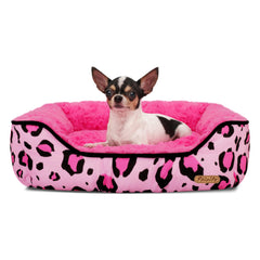 Paiaite cama frontal mostrando forma y estampado rosa, confort inmediato
