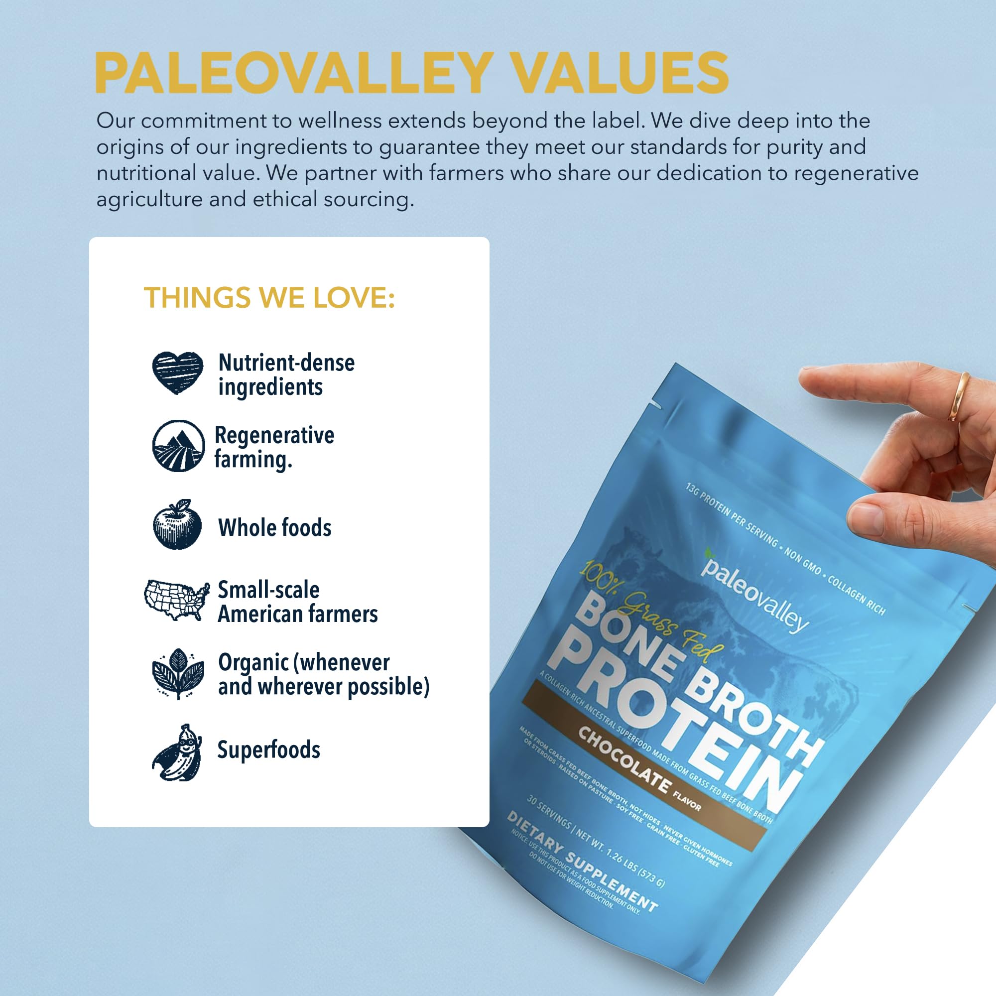 Paleovalley cuchara medidora y envase, visualiza tamaño de porción