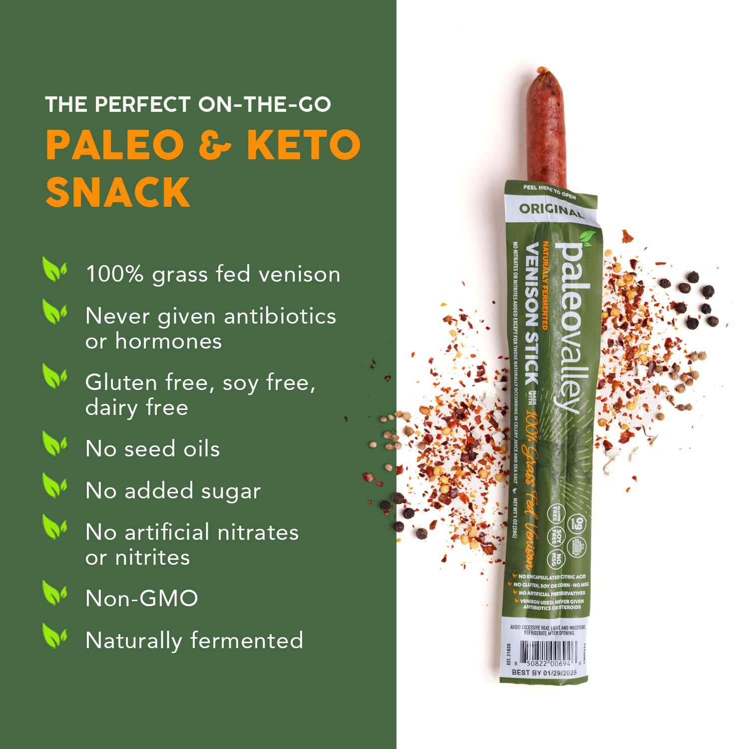 Palito Paleovalley en mano para comparar tamaño y portabilidad