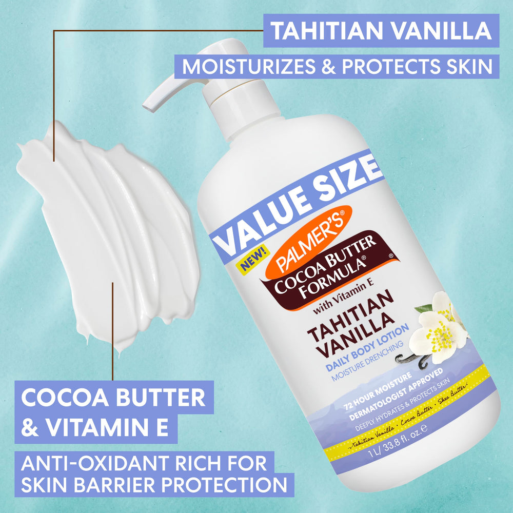 Palmer's detalle de etiqueta con manteca de cacao y vitamina E beneficios