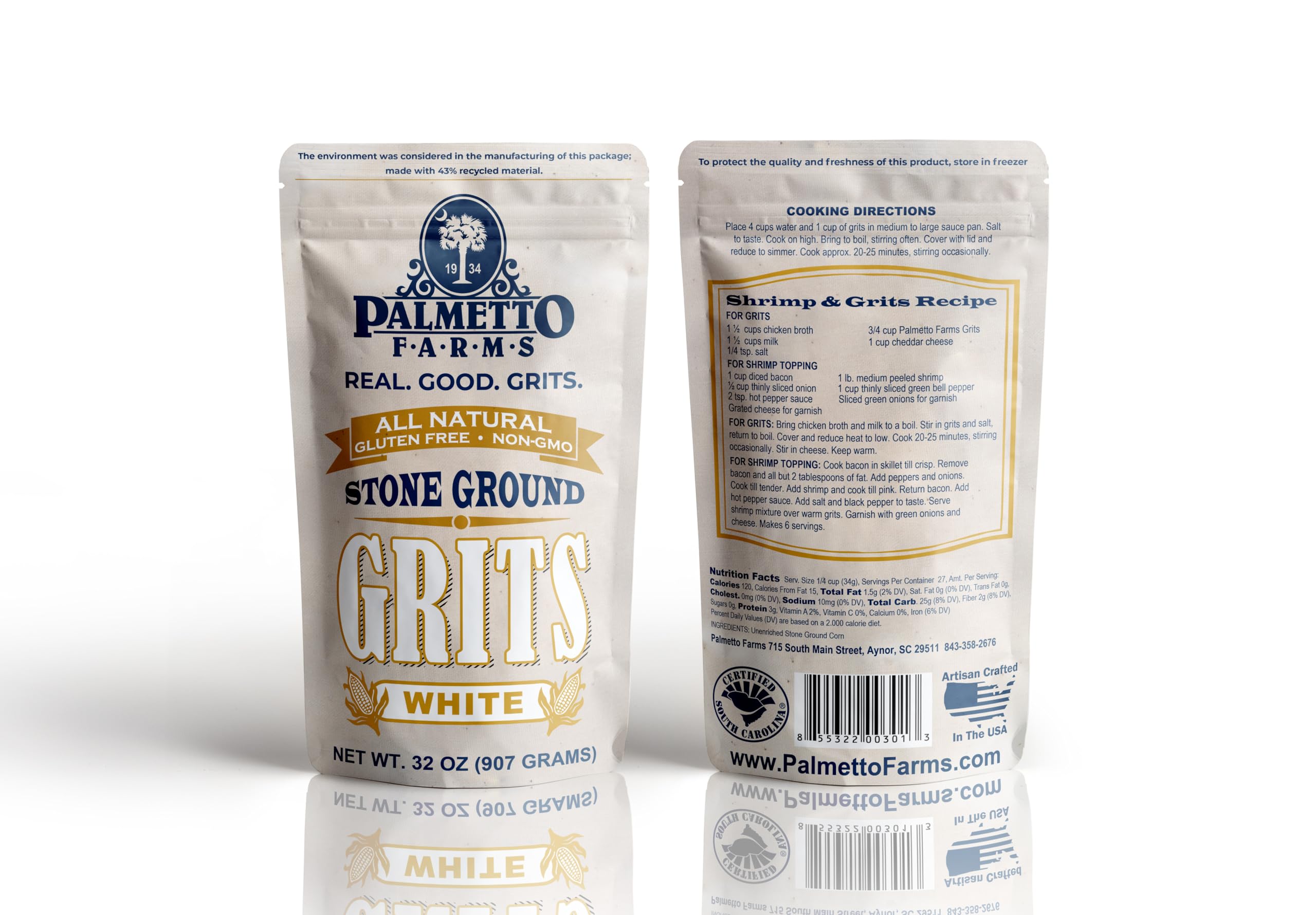Palmetto Farms grits en cocina rústica mostrando versatilidad en recetas