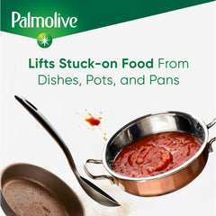 Palmolive en uso frotando un plato muestra eficacia al eliminar grasa y restos