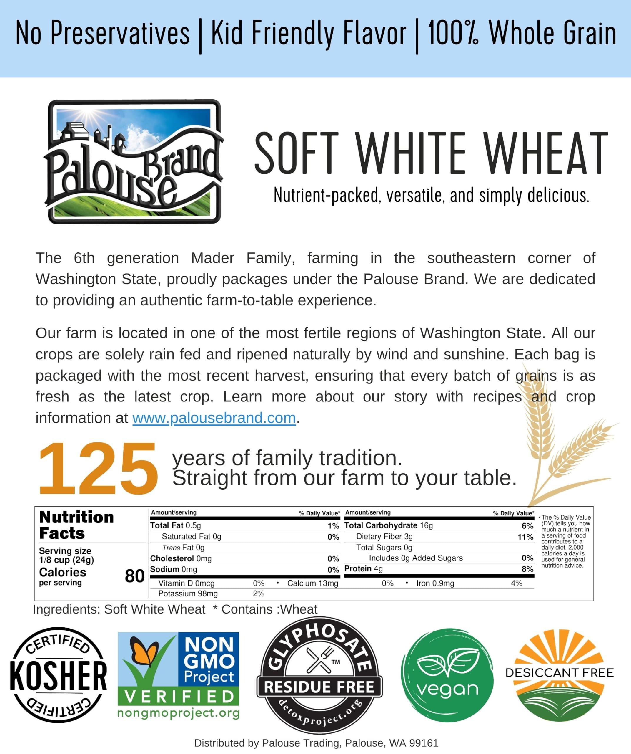 Palouse Brand trigo siendo molido en molino casero, harina fresca y sabor