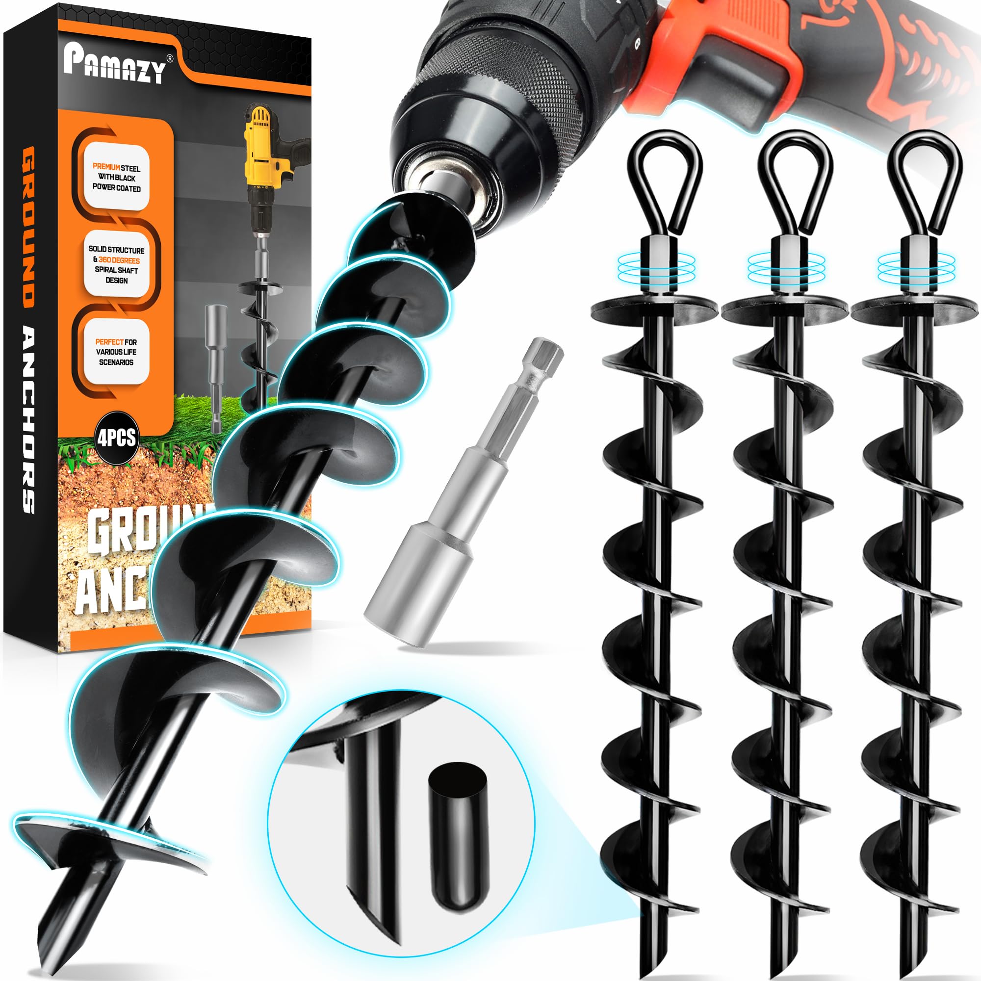 PAMAZY anclaje frontal empaque mostrando cuatro piezas y beneficios de sujeción