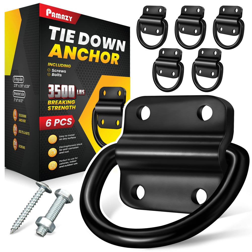 PAMAZY vista frontal del paquete con seis anclajes, seguridad reforzada