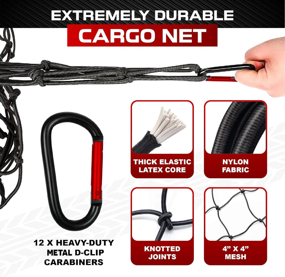 PAMAZY red estirada en pickup sujetando carga grande de forma segura