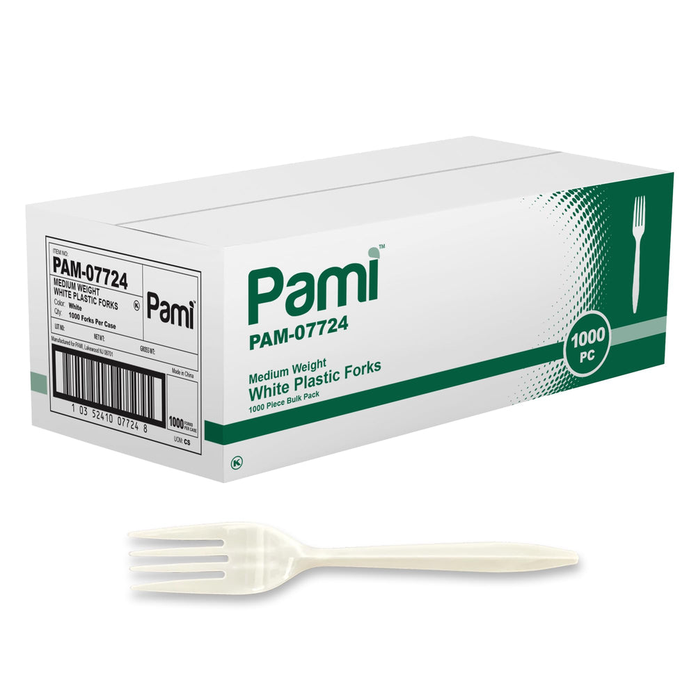 PAMI tenedor frente del empaque blanco, aporta suministro masivo