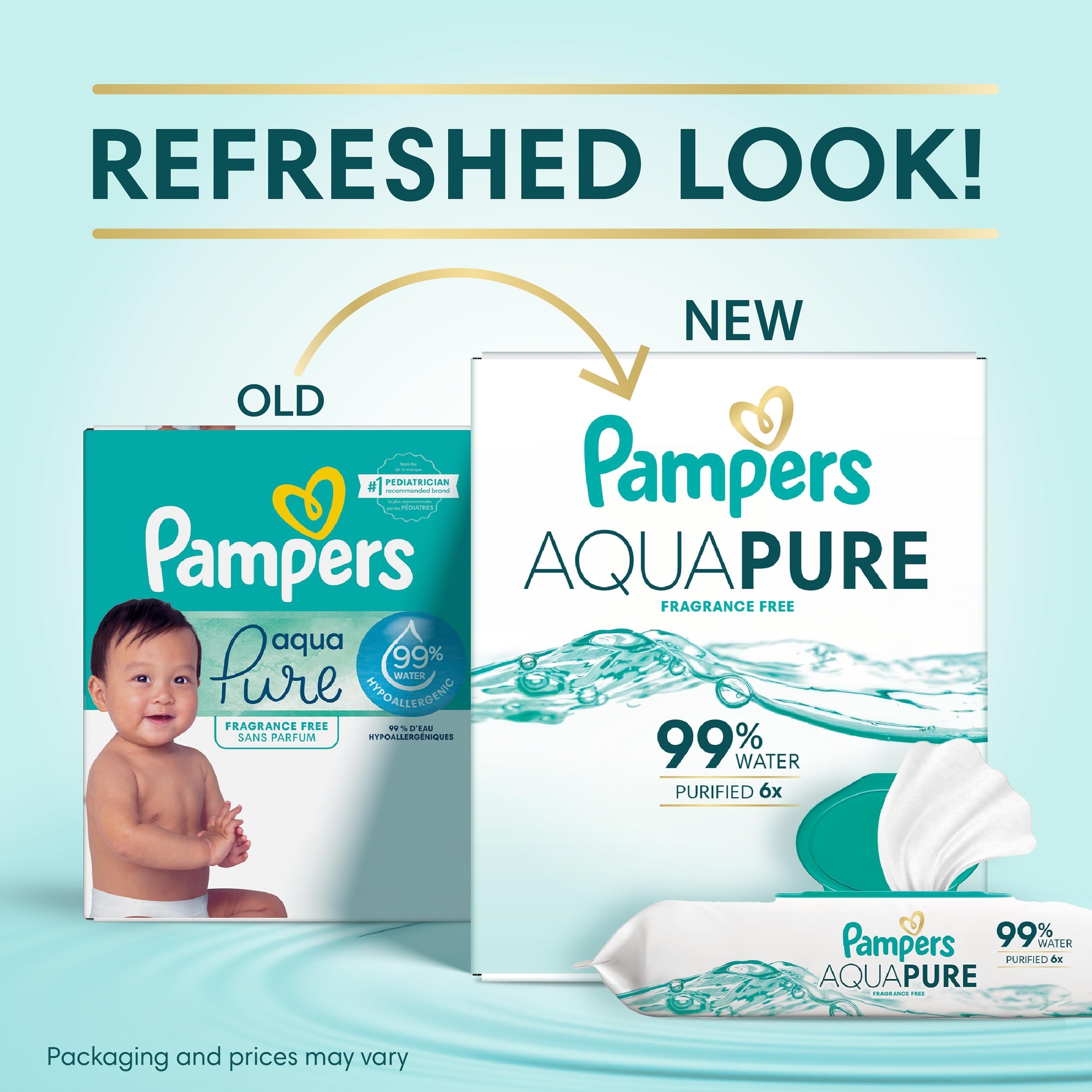 Pampers tapa pop-top abierta que mantiene las toallitas húmedas