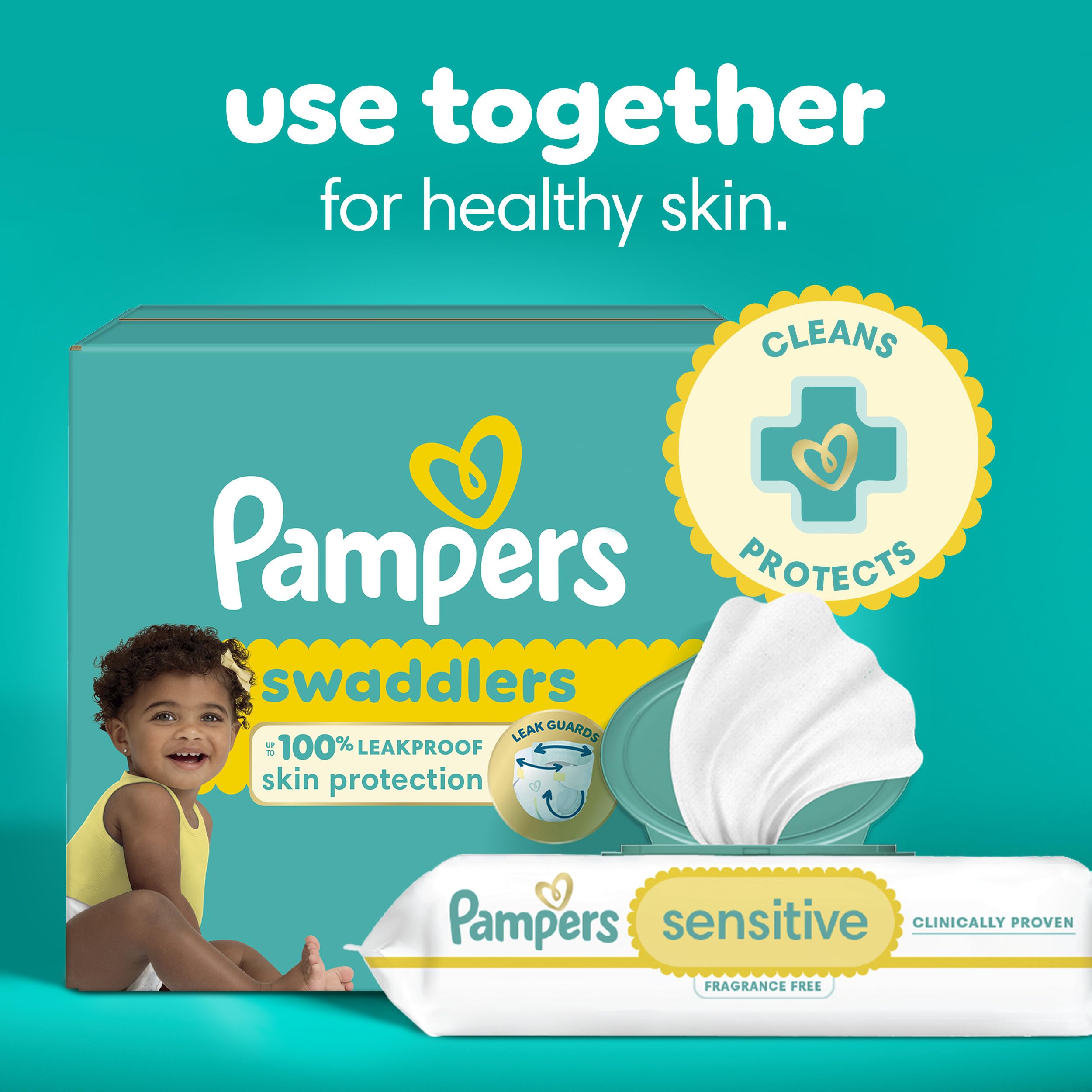 Pampers Toallitas Sensitive sello de Skin Health Alliance que transmite seguridad