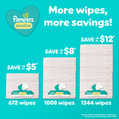 Pampers Toallitas Sensitive uso en cambiador limpiando delicadamente al bebé