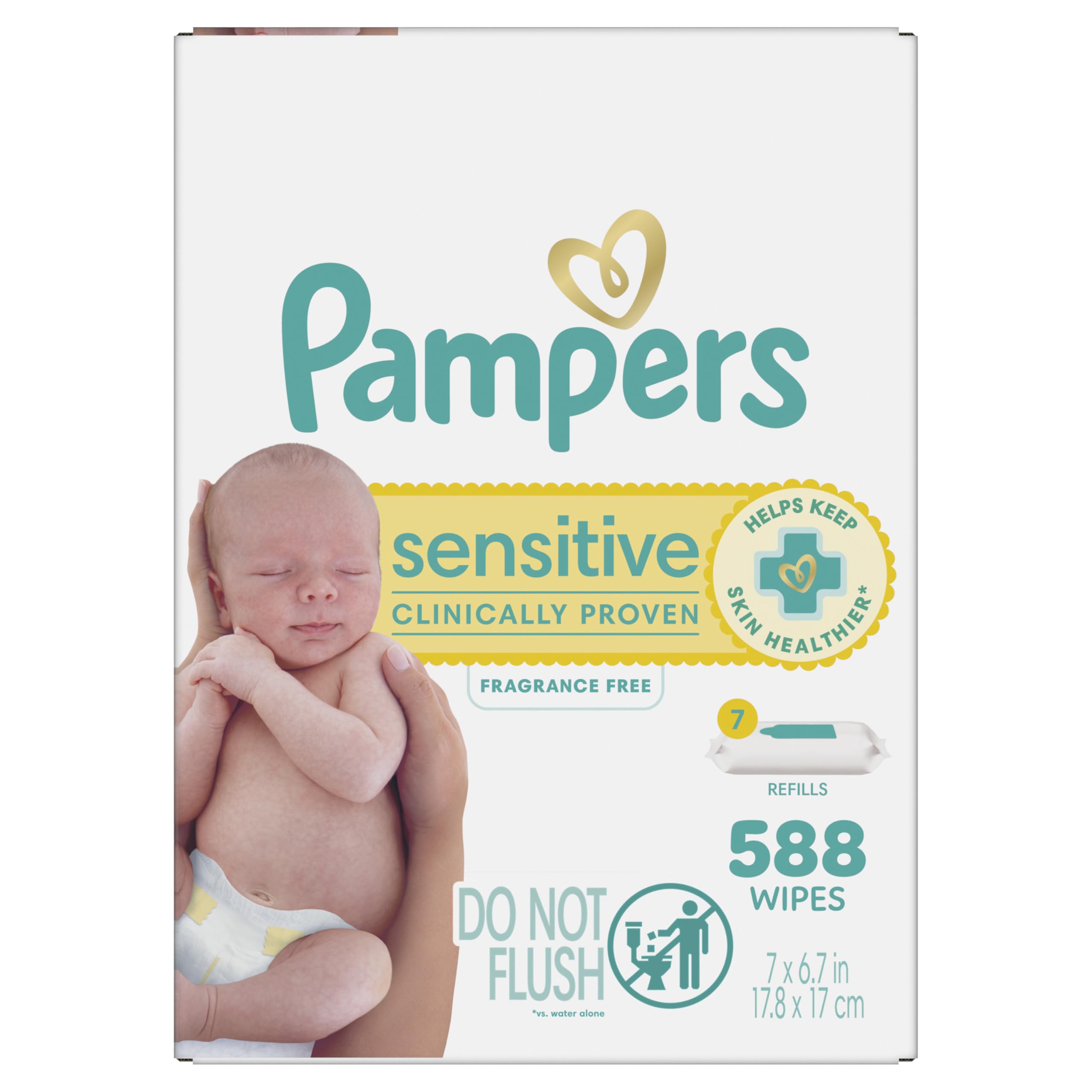 Pampers Toallitas Sensitive vista frontal mostrando paquete grande y ventaja de cantidad