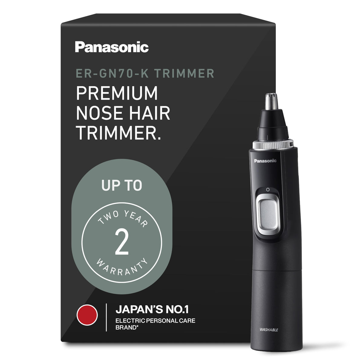Panasonic recortador frontal mostrando diseño ergonómico y ventaja portabilidad