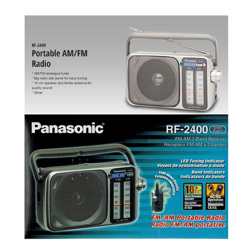 Panasonic RF-2400D panel trasero con entrada de auriculares y toma para adaptador AC