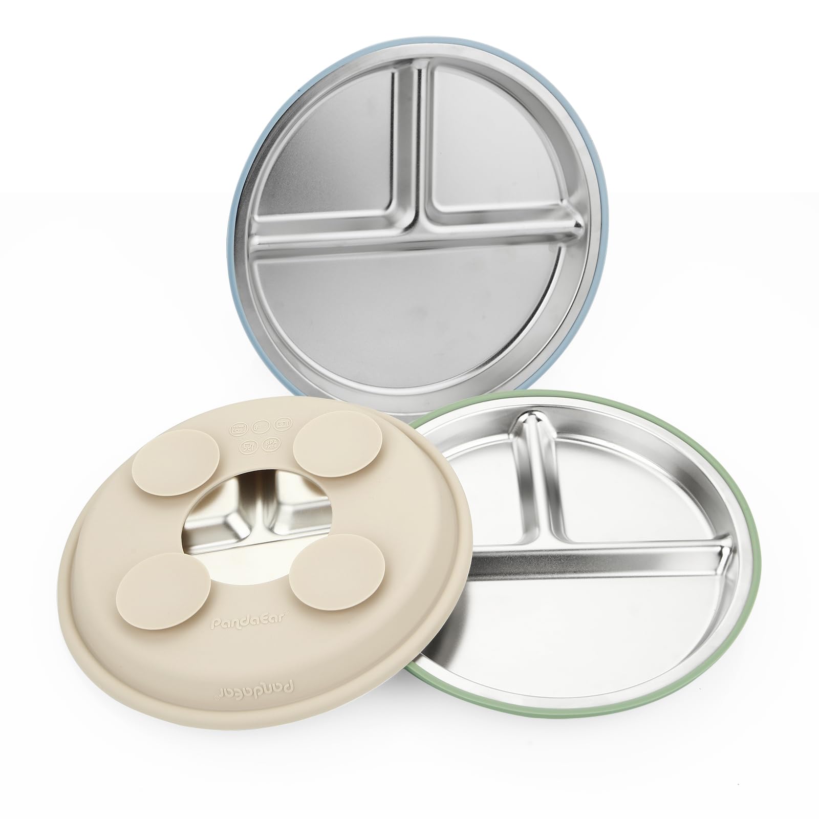 PandaEar plato dividido con alimentos variados que fomenta comidas equilibradas