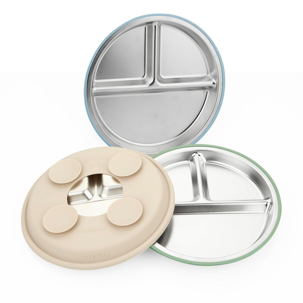 PandaEar plato dividido con alimentos variados que fomenta comidas equilibradas