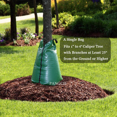 PANGCH bag zipped around tree releasing water for deep root benefit