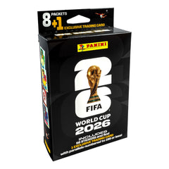Panini caja colgante frontal mostrando sobres y beneficio de fácil exhibición