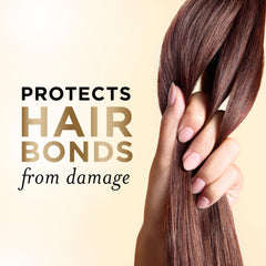 Pantene etiqueta de la botella mostrando ingredientes clave y beneficio duradero