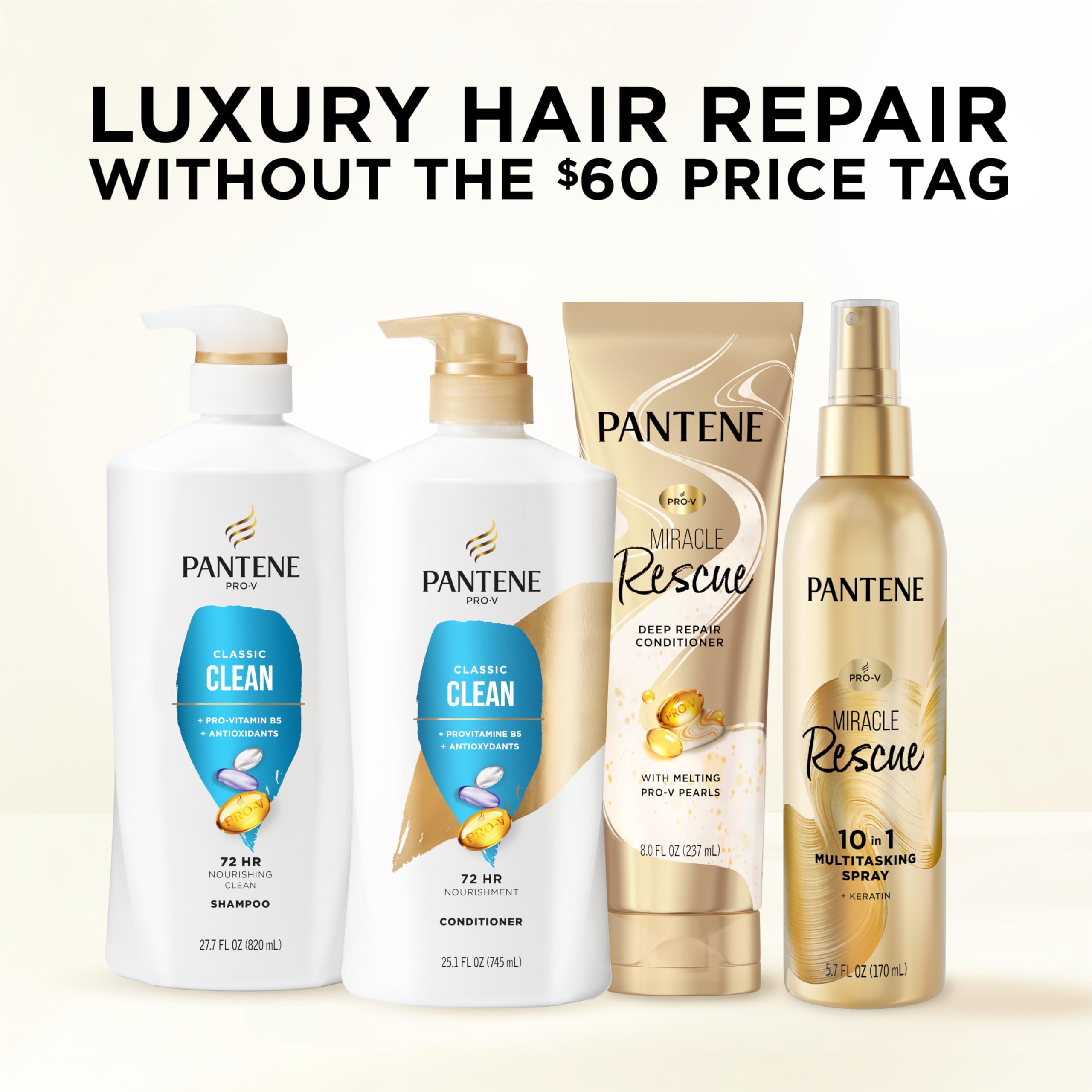 Pantene antes y después en cabello seco mostrando mejora visible