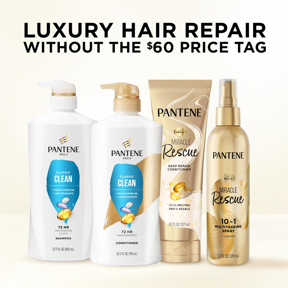 Botella Pantene sostenida en mano para comparar tamaño real y rendimiento del producto