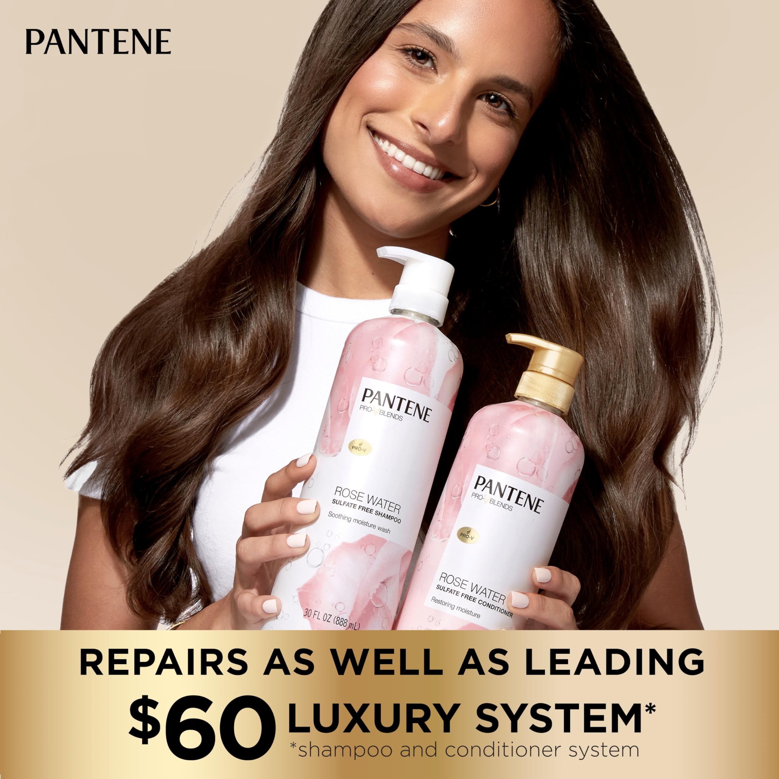 Pantene etiqueta con ingredientes Pro‑V y beneficios visibles para nutrición