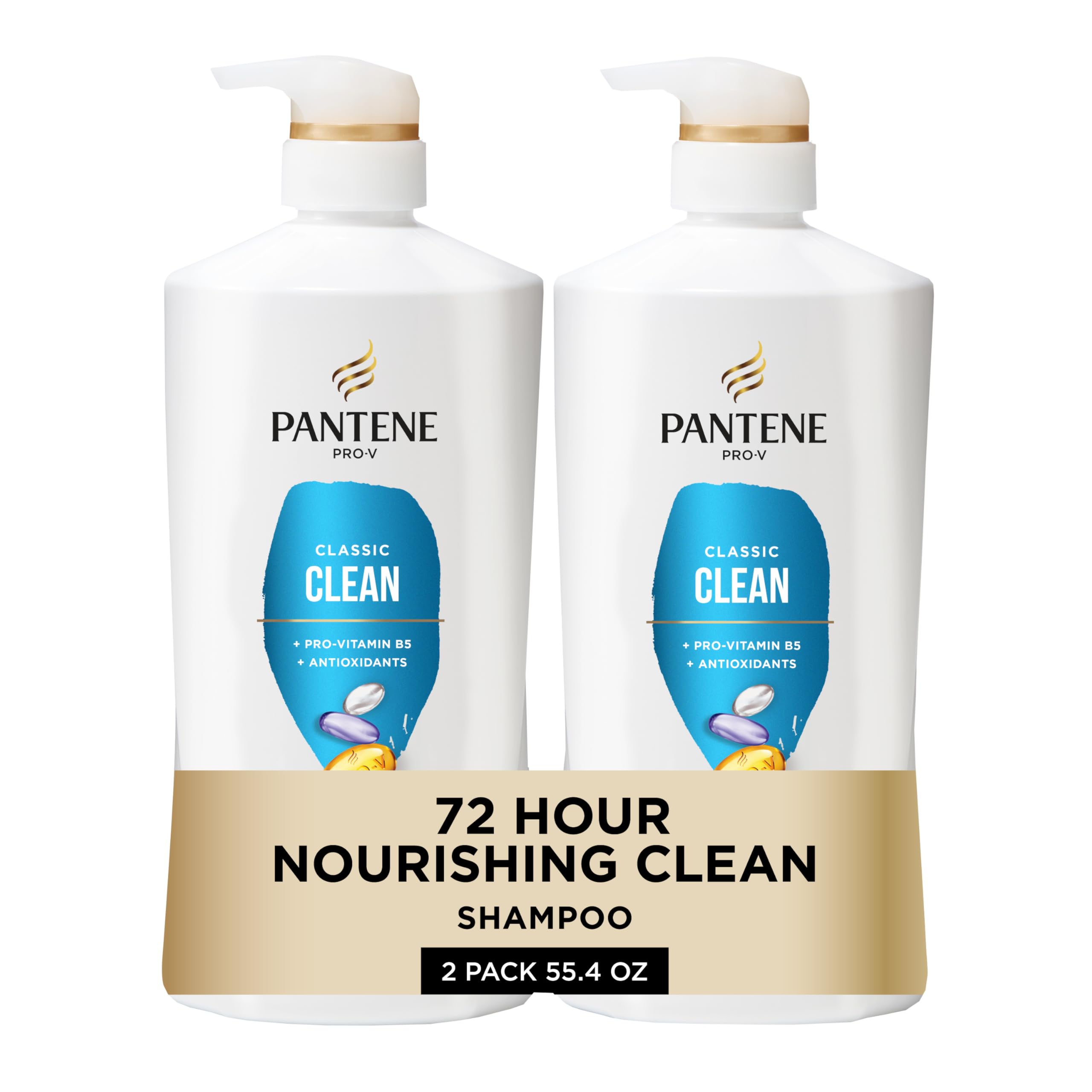 Pantene envase frontal Classic Clean mostrando tamaño y beneficio nutritivo