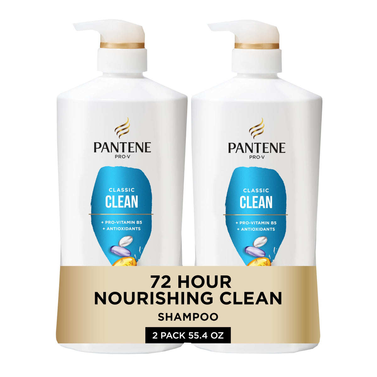 Pantene envase frontal Classic Clean mostrando tamaño y beneficio nutritivo