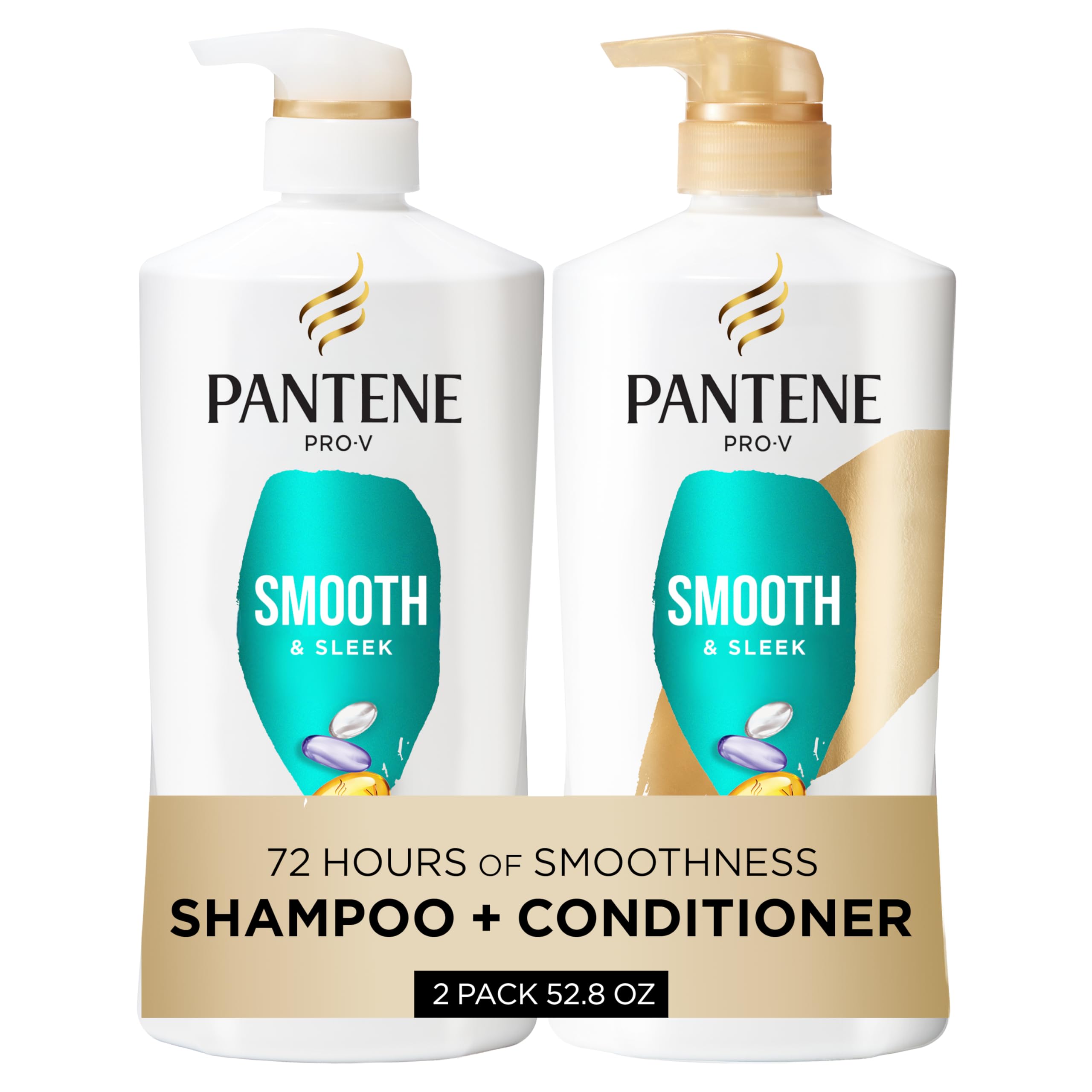 Pantene frontal pack mostrando frasco y beneficios de control de frizz