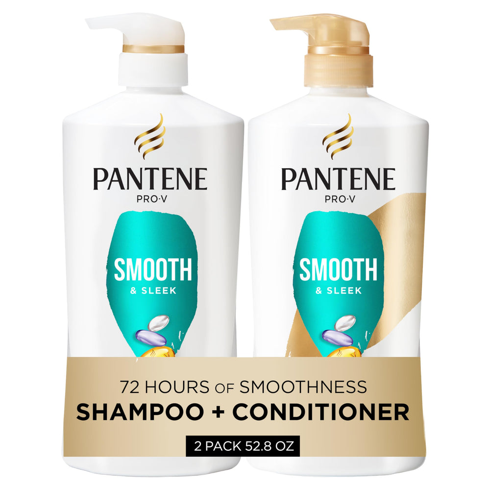 Pantene frontal pack mostrando frasco y beneficios de control de frizz