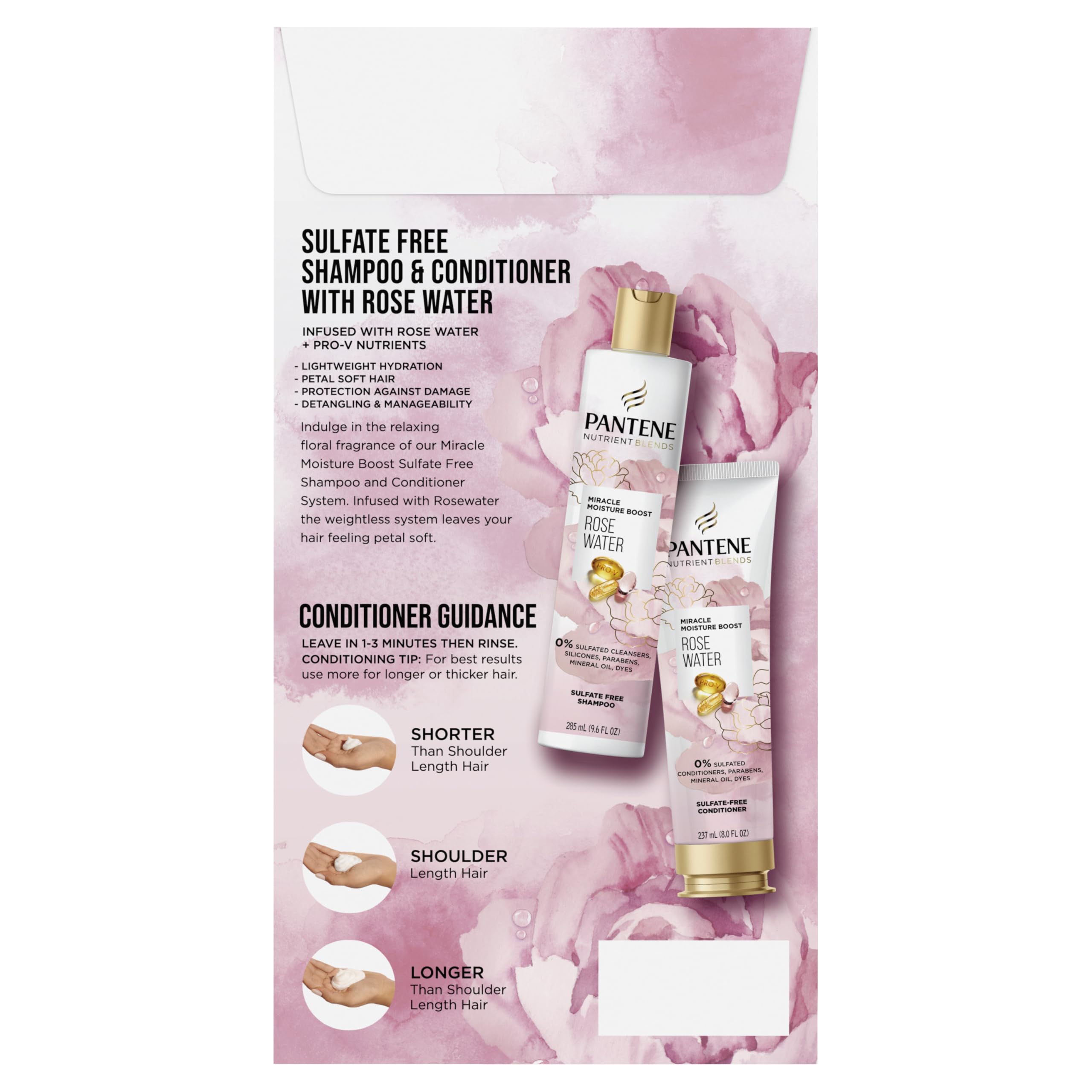 Pantene etiqueta que destaca fórmula sin sulfatos y limpieza gentil