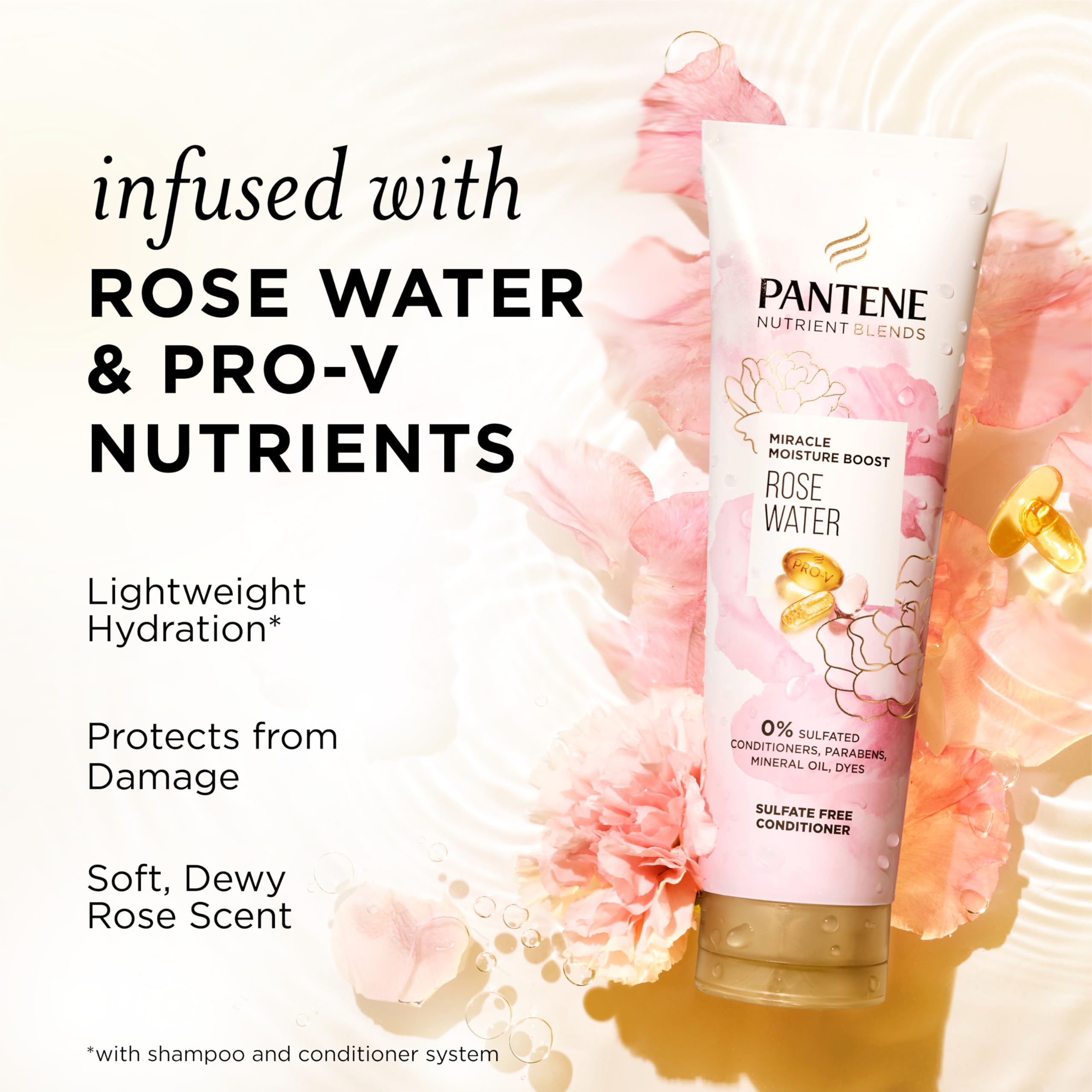 Pantene espuma cremosa en mano que limpia suavemente y nutre