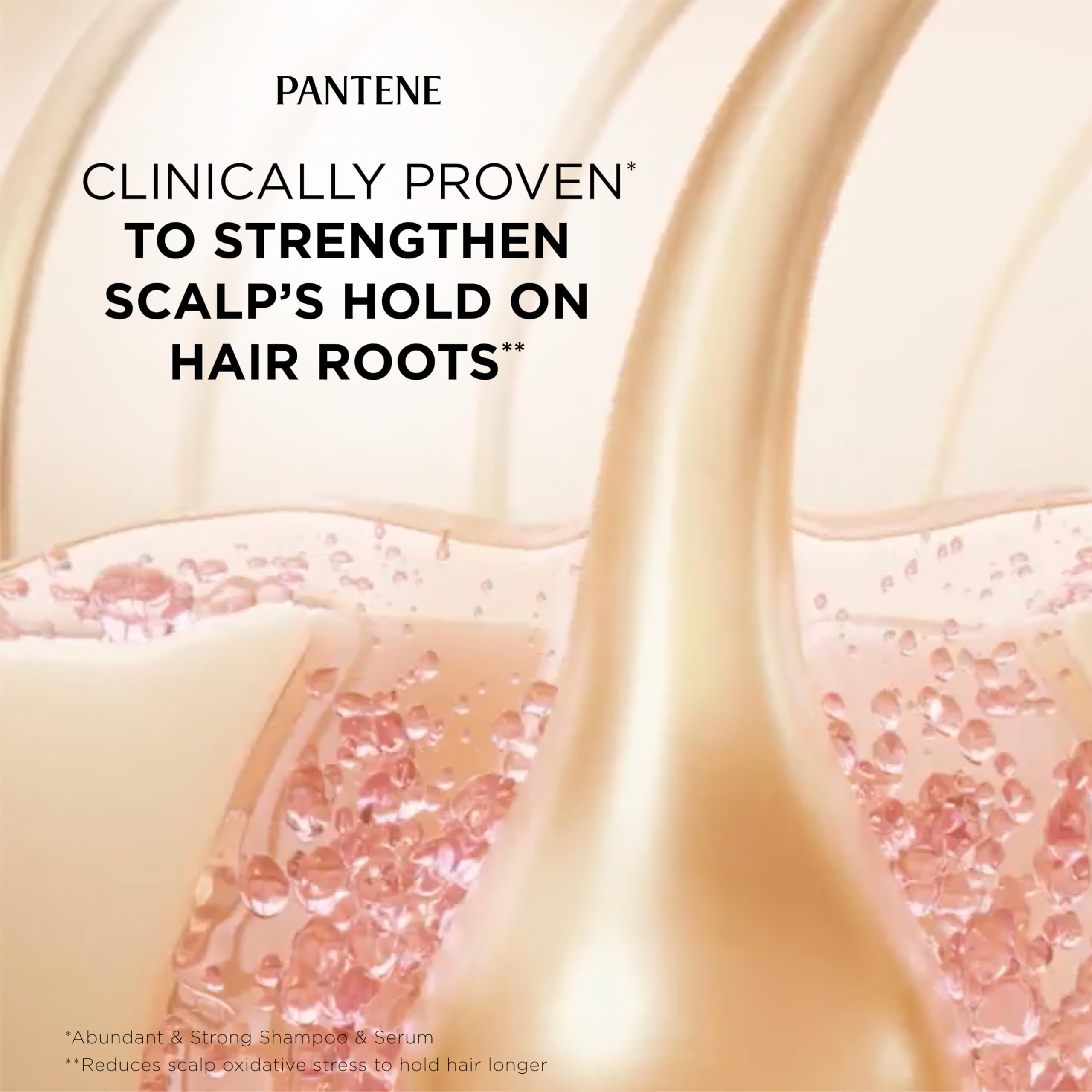Pantene serum junto a shampoo y acondicionador como sistema completo