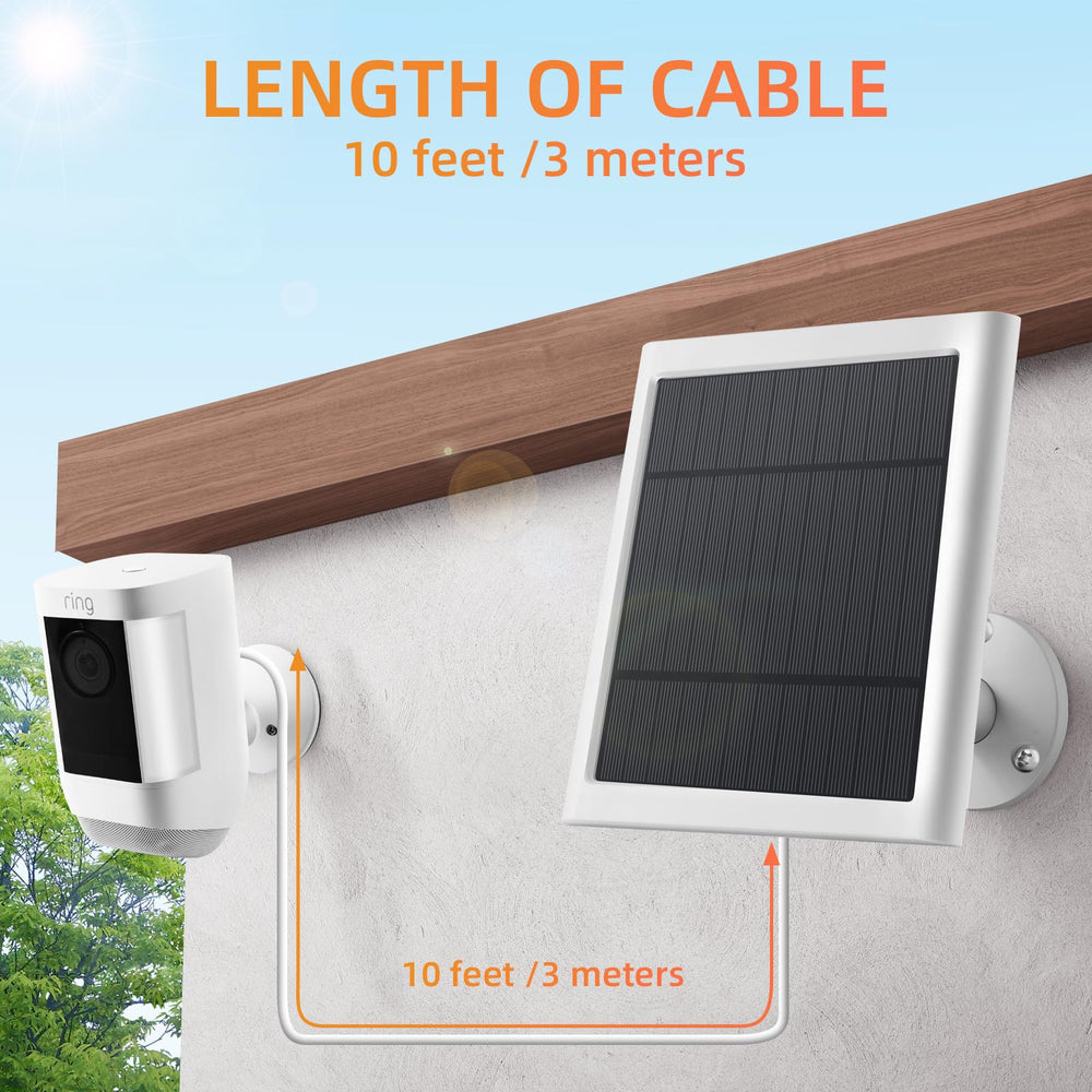 Paodekua panel mounted near Ring camera illustrating reliable outdoor charging